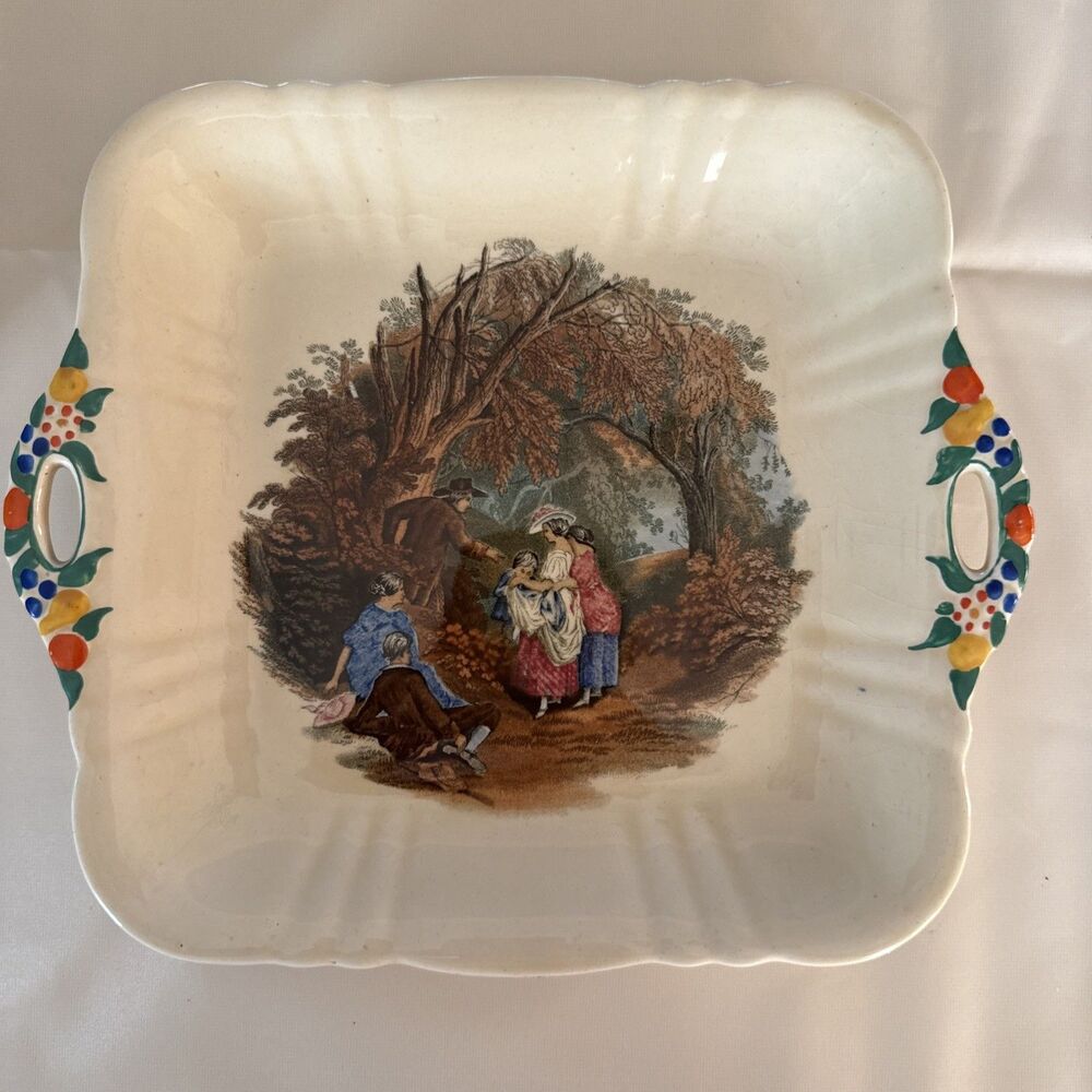 Vintage Mason's England C2721 Handle Square Serving Dish/Tray, Ironstone, 10"